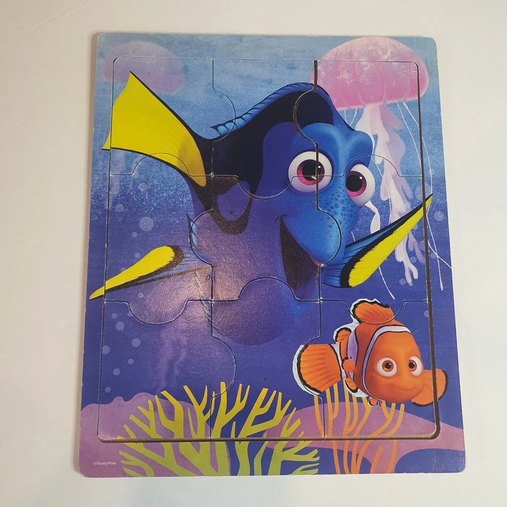Disney Pixar Finding Dory Nemo Wooden Tray Puzzle 9 Piece Toddler Kids Toy